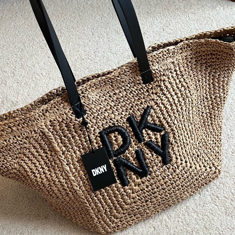 DKNY Woven Tote with Black Accents